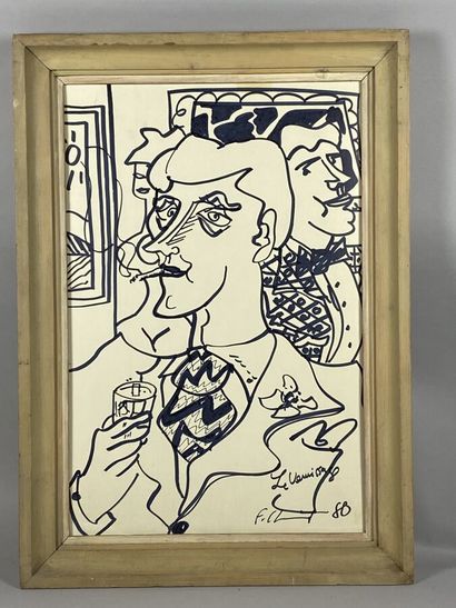null CHARMAT Frédéric (1946-1988)
The varnishing
Felt pen on cardboard signed and...