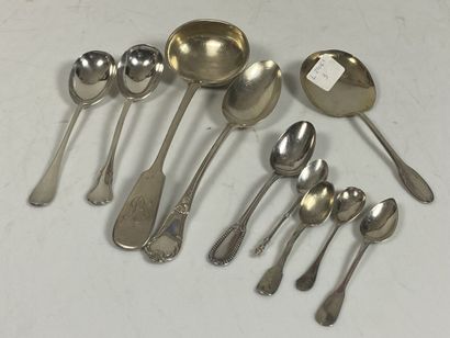 null Silver lot 2nd title 800‰, including:
Ladle, stew spoon, and miscellaneous.
Accidents.
Gross...