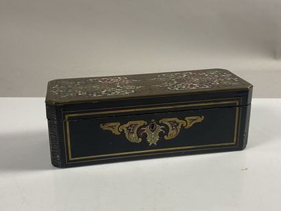 null Boulle marquetry bolster box, copper decoration on a red tortoiseshell and mother...