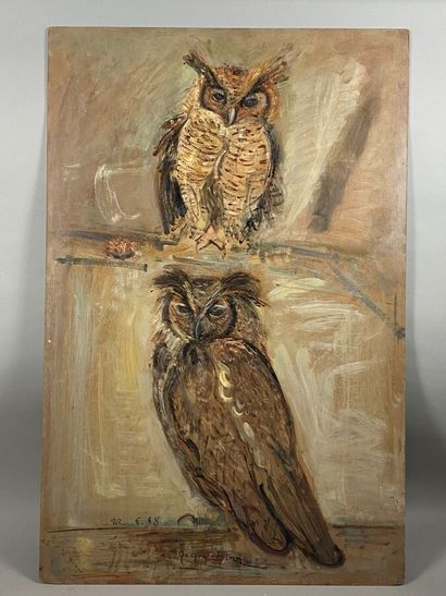 null BIRR Jacques (1920-2012)
The owls
Oil on isorel signed and dated 22.06.68 at...