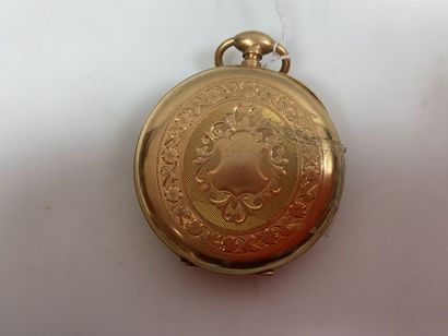 null An 18K yellow gold 750‰ pocket watch. White dial, Roman numerals, Louis XV hands,...