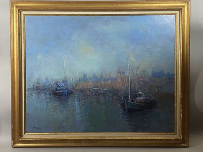 null PELTIER Marcel (1903-1999)
Rouen, departure for the fishing
Oil on canvas signed...