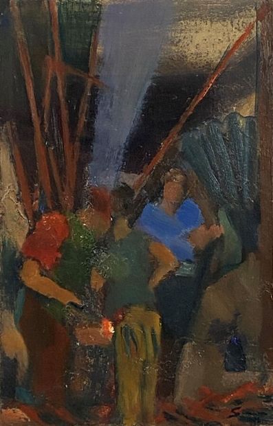 null SIMIAN Jean (1910-1991)
"the blacksmiths"
Oil on cardboard signed lower right...