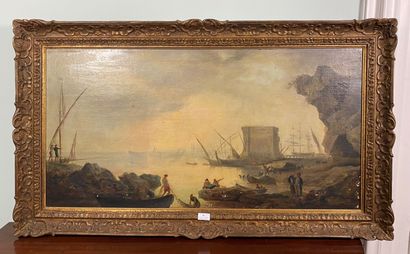null D'après Lacroix de Marseille 
"Scène de pêche"
Huile sur toile
XVIIIème
Haut.:...