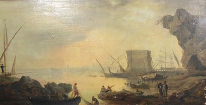 null D'après Lacroix de Marseille 
"Scène de pêche"
Huile sur toile
XVIIIème
Haut.:...