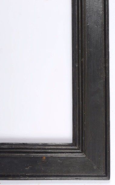 null Cadre à profil renversé en bois mouluré noir et or Italie, XVIIème siècle (restaurations)...