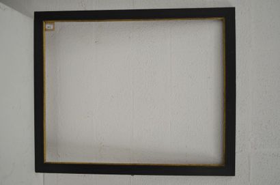 null Cadre plat en bois noirci, doré à la vue Italie, XIXème siècle 71,8 x 89,8 cm...