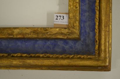 null Cadre Carlo Maratta en chêne sculpté peint en faux marbre bleu et doré Italie,...