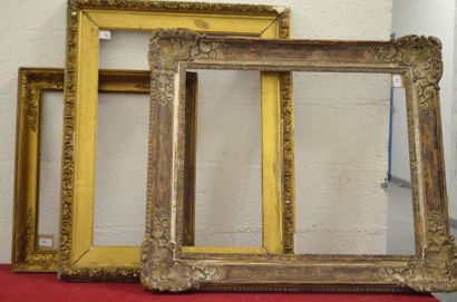 null Cadre en bois et stuc doré de style Louis XIV. Circa 1940 53,2 x 64,3 cm - Profil:...