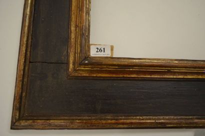 null Cadre à cassetta en bois mouluré noir et or. Italie, XVIIème siècle. 43,2 x...