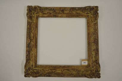 null Cadre en bois sculpté et patiné de style Louis XIV. Circa 1930. 32 x 32,7 cm...