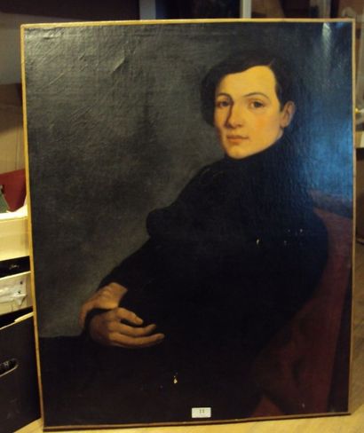 École AMÉRICAINE du début du XIXe siècle Portrait de jeune homme assis Huile sur...