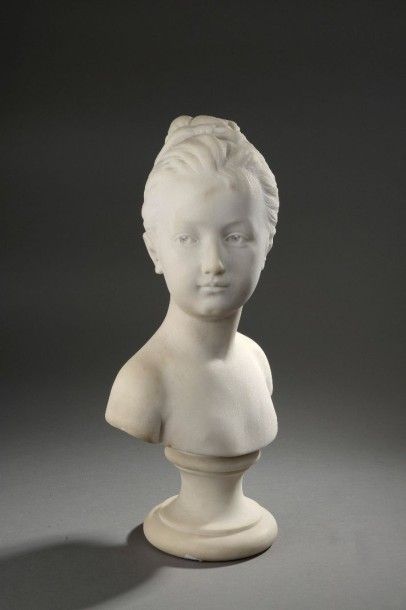 ECOLE FRANCAISE DU XIXème siècle Buste de jeune fille Marbre H: 47 cm
