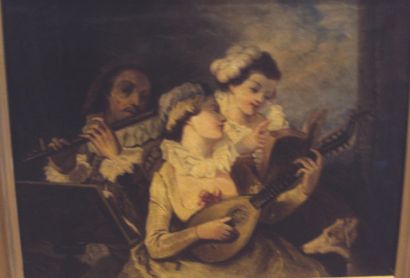 Ecole du XIXème siècle Le concert Huile sur toile. 23 x 32 cm FC
