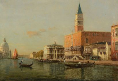 ANTOINE BOUVARD (1870-1955) Le grand canal de Venise Huile sur toile signée en bas...