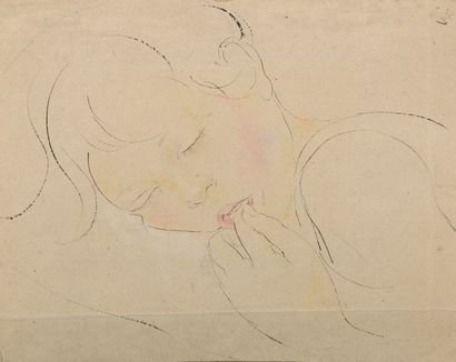 Alix AYMÉ (1894-1989) Portraits d'enfants (recto-verso) Plume, encre de Chine et...