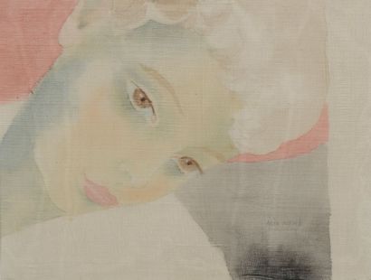 Alix AYMÉ (1894-1989) Portrait de jeune femme Aquarelle sur soie, signée en bas à...