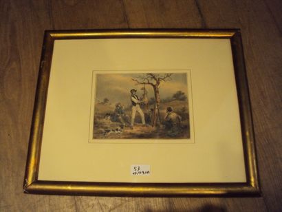 Théodore CHAUT (XIX-XXème siècle) La petite fille et le gros chien Aquarelle, signée...