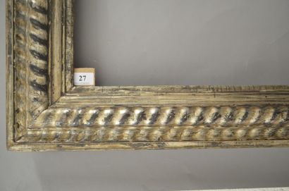null Cadre en bois et stuc argenté à décor ondé Epoque Louis-Philippe 93,5 x 123,5...