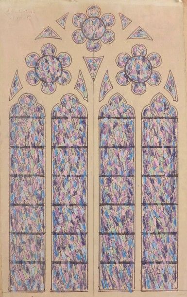 Jean LE MOAL (1909-2007) Projets de vitraux pour la cathédrale de SAINT MALO "2ème...