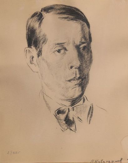K.KAVALDJIEV Portrait de Danaïl Detchev Crayon sur papier signé en bas à droite 32...