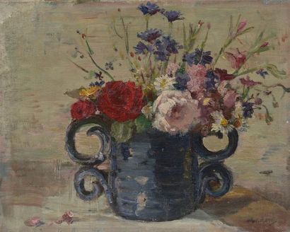 Danaïl DETCHEV Vase bleu, 1946 Huile sur toile signée en bas à droite, titrée, datée...