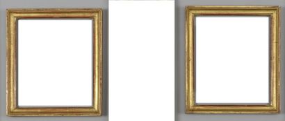 null Paire de baguettes en bois mouluré et doré Epoque Louis XVI 27 x 22,8 cm - Profil:...
