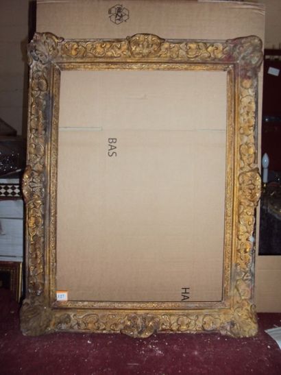 null Cadre en bois et stuc patiné de style Louis XIV Circa 1950 49 x 67,5 cm - Profil:...