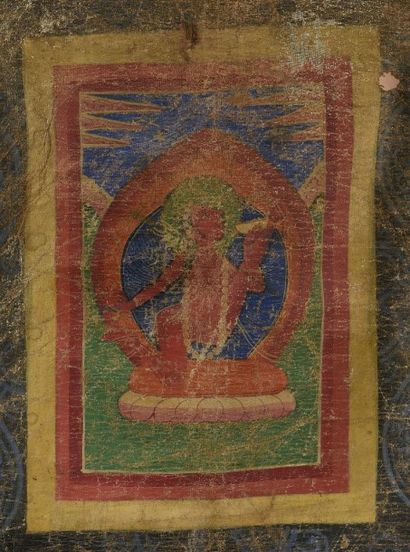 null LOT de trois THANGKAS représentant des divinités bouddhiques. Népal, XIXème...