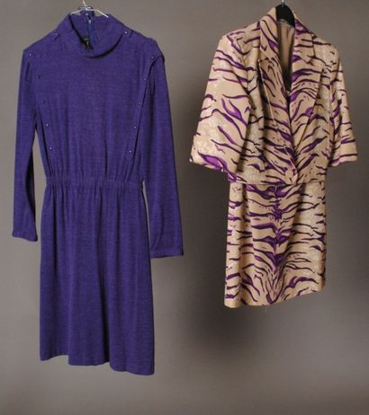 Louis FERAUD, SCHERRER Boutique Lot composé d'une robe en étamine de laine chinée...
