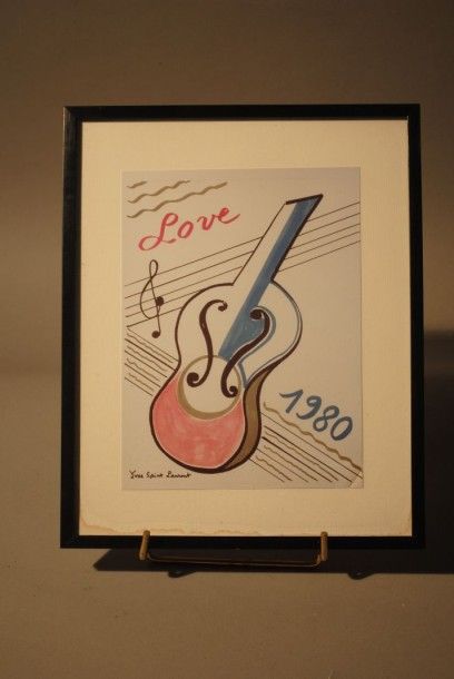 Yves SAINT LAURENT (1936-2008) 
Affiche «Love» de 1980, encadré.