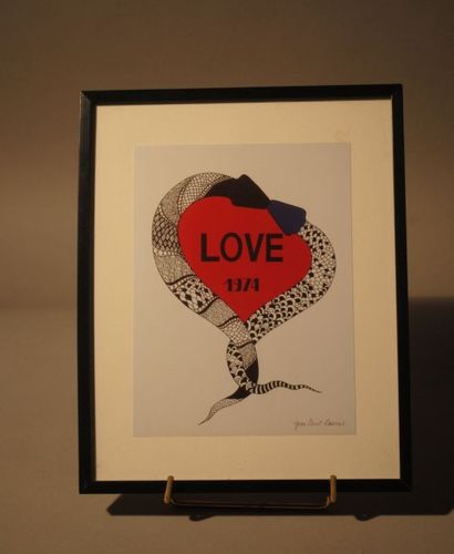 Yves SAINT LAURENT (1936-2008) 
Affiche «Love» de 1974,encadré.
