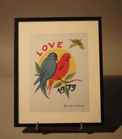 Yves SAINT LAURENT (1936-2008) 
Affiche «Love» de 1979, encadré.