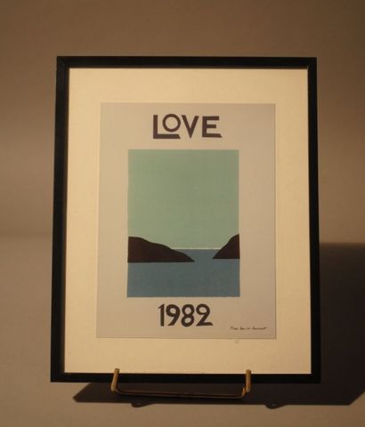 Yves SAINT LAURENT (1936-2008) 
Affiche «Love» de 1982,encadré.