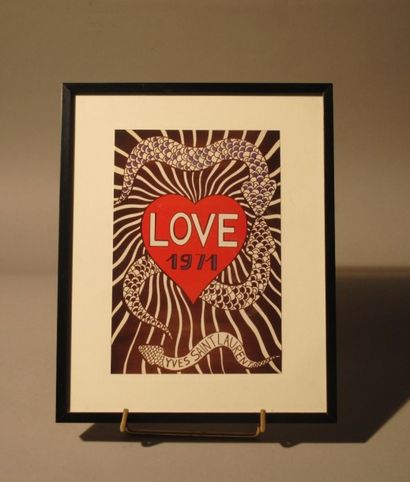 Yves SAINT LAURENT (1936-2008) 
Affiche «Love» de 1971, encadré.