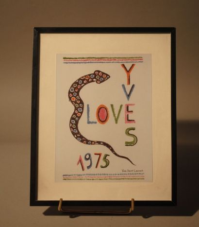 Yves SAINT LAURENT (1936-2008) 
Affiche «Love» de 1975, encadré.