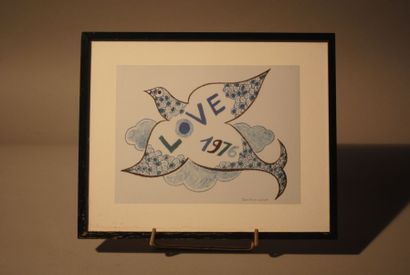 Yves SAINT LAURENT (1936-2008) 
Affiche «Love» de 1976, encadré.