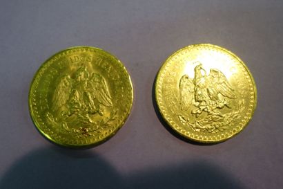 null Deux pièces de 50 pesos en or (1821- 1945) Poids: 83.4 g