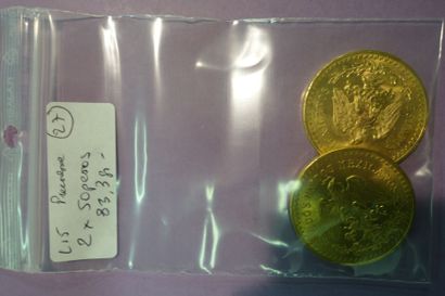 null Deux pièces de 50 pesos en or (1821- 1943) Poids: 83.3 g