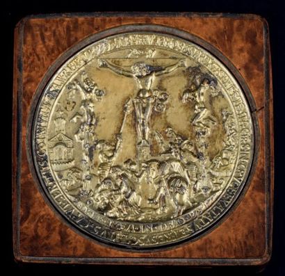 null MÉDAILLE en argent doré par Hans Reinhardt (v.1510 - 1581):
A/ Adam et Ève de...