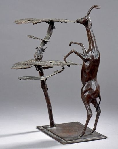 Catherine BOISSEAU (1952) 
Gazelle.
Bronze signé sur la terasse C. BOISSEAU et numéroté...