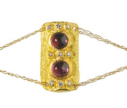 ESTHER Collection "Jaipur" - Bracelet chaine en or à médaille en or 22 Kt (916/°°)...