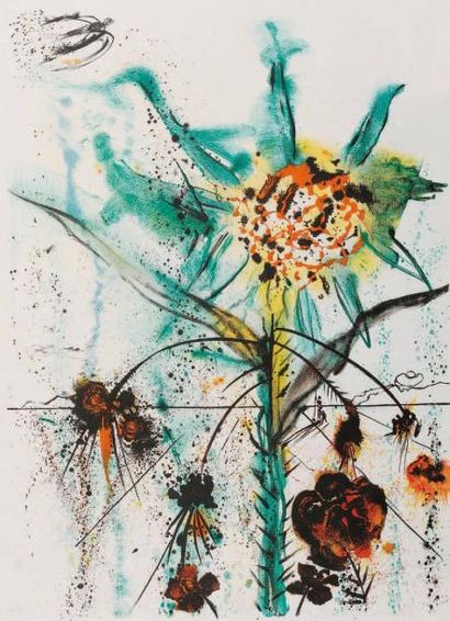Salvador DALI (1904-1989) Sun Goddess Flower, 1972 Lithographie en couleur - Signée...
