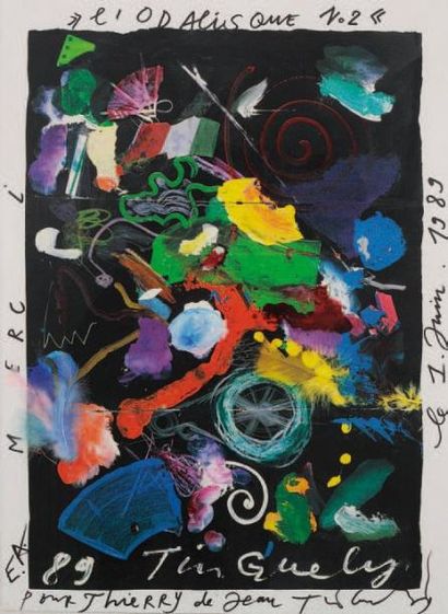 Jean TINGUELY (1925-1991) L'odalisque n°2, 1989 Lithographie en couleur et collage...