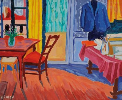 Jean-Paul HINIEU (1935-1983) La chambre du peintre, 1964 Huile sur toile - Signée...
