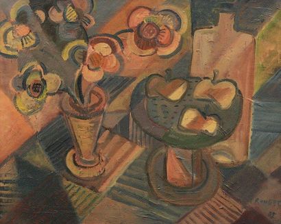 Elisabeth RONGET (1893-1972) Composition aux pommes, 1935 Huile sur toile - Signée...