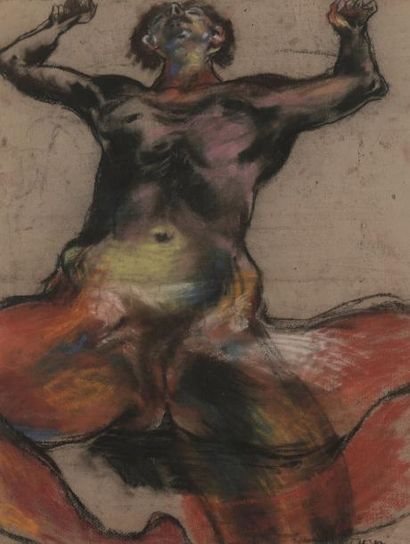 Lydie ARICKX né en 1954 Femme Pastel sur papier marouflé 98 x 76 cm