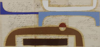 Julio VILLANI (Né en 1956) Sans titre, 2006. Collage sur lettre manuscrite - Signé...