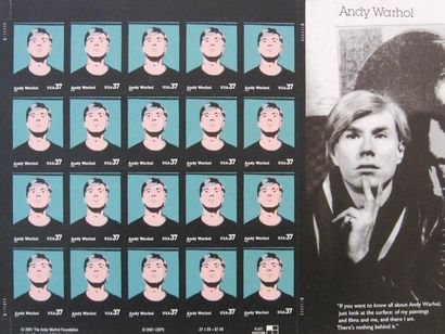 Andy WARHOL Timbres, 2001 Planche de 20 timbres américains 18 x 25 cm