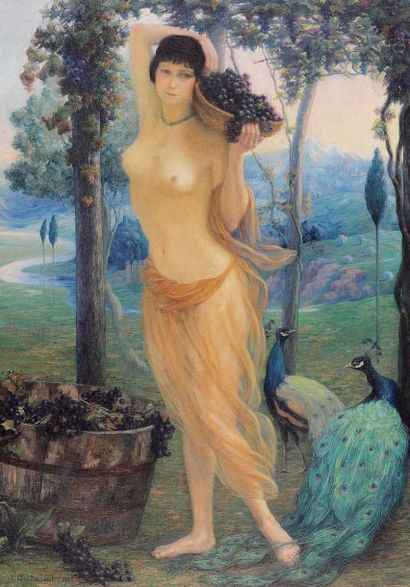 Yvonne GUILLAUMET (1885- ?) « Les vendanges », 1923 Huiles sur toile, signée et datée...
